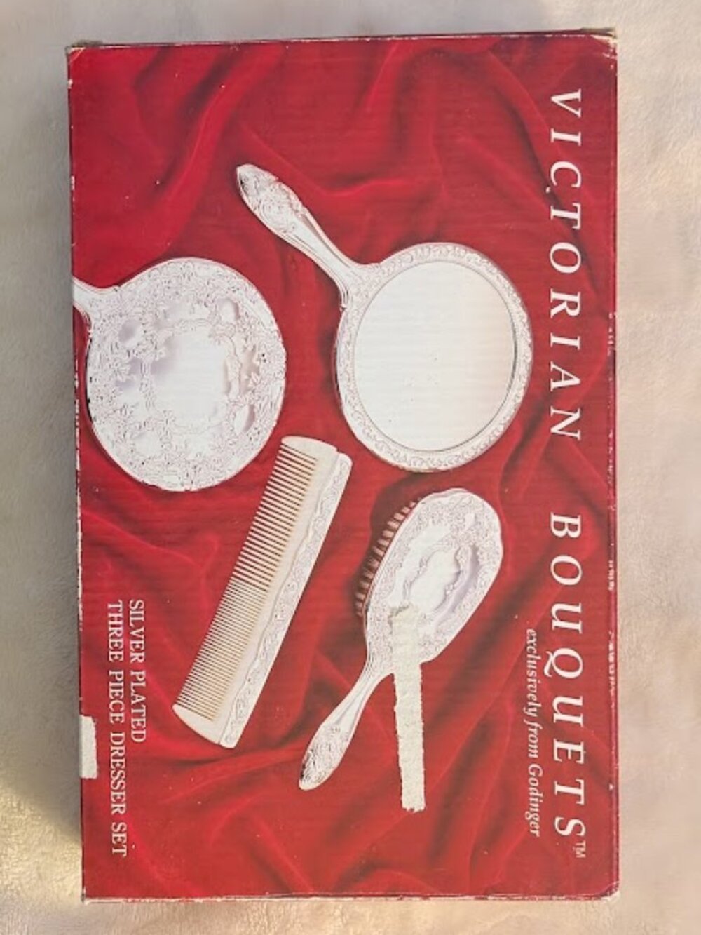 Vintage Godinger Style Silver-Plate Vanity Dresser Set 1993 3pc